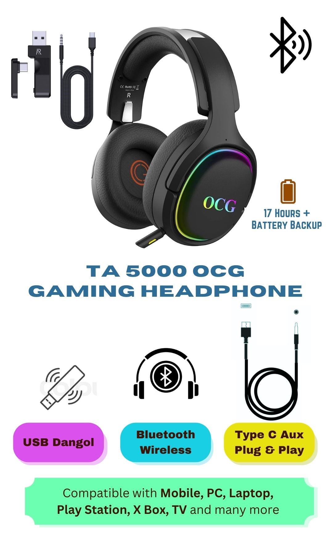 Bluetooth TA 5000 Gaming Head Phone