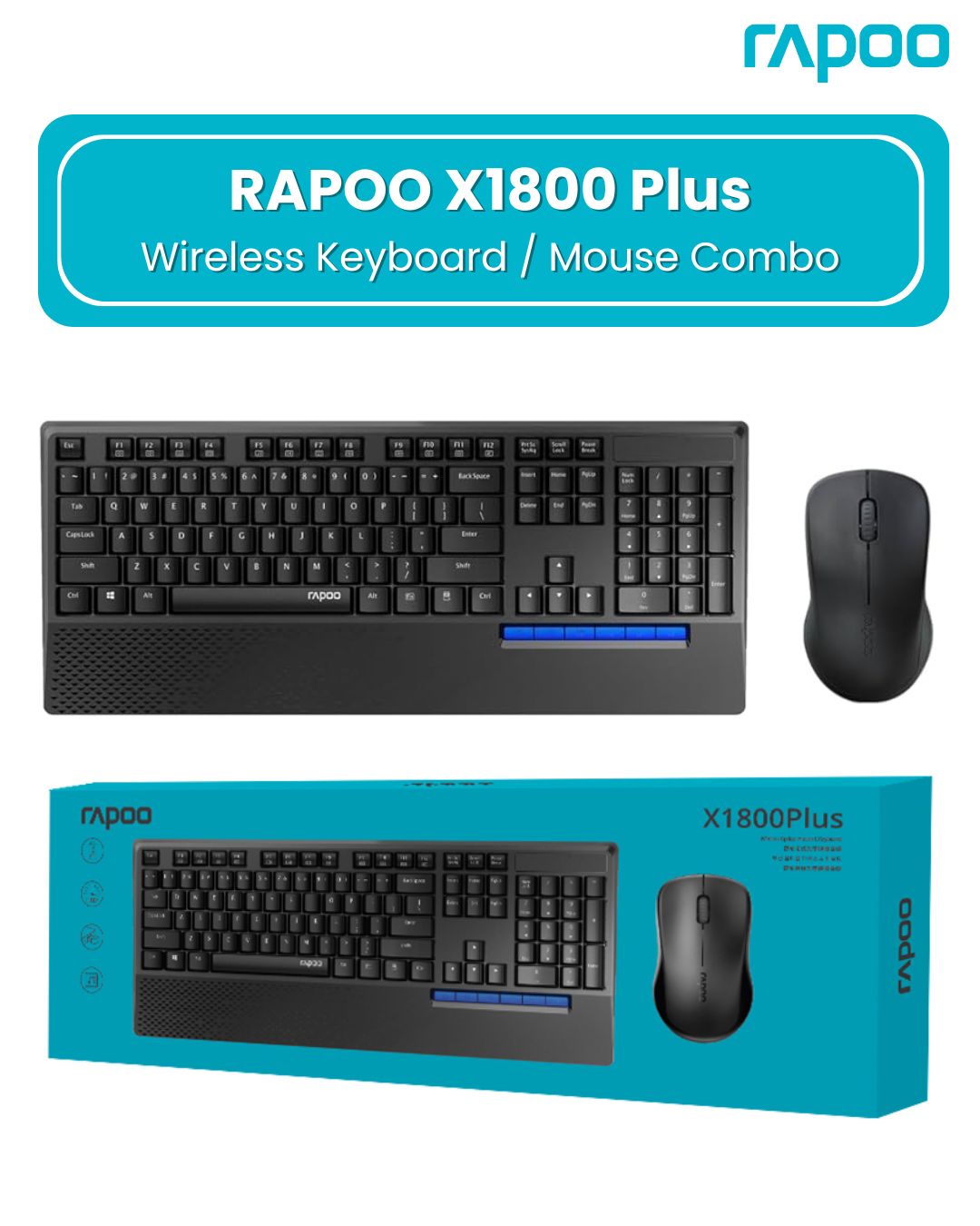 Rapoo X1800 PLUS - Wireless Keyboard, Mouse Combo