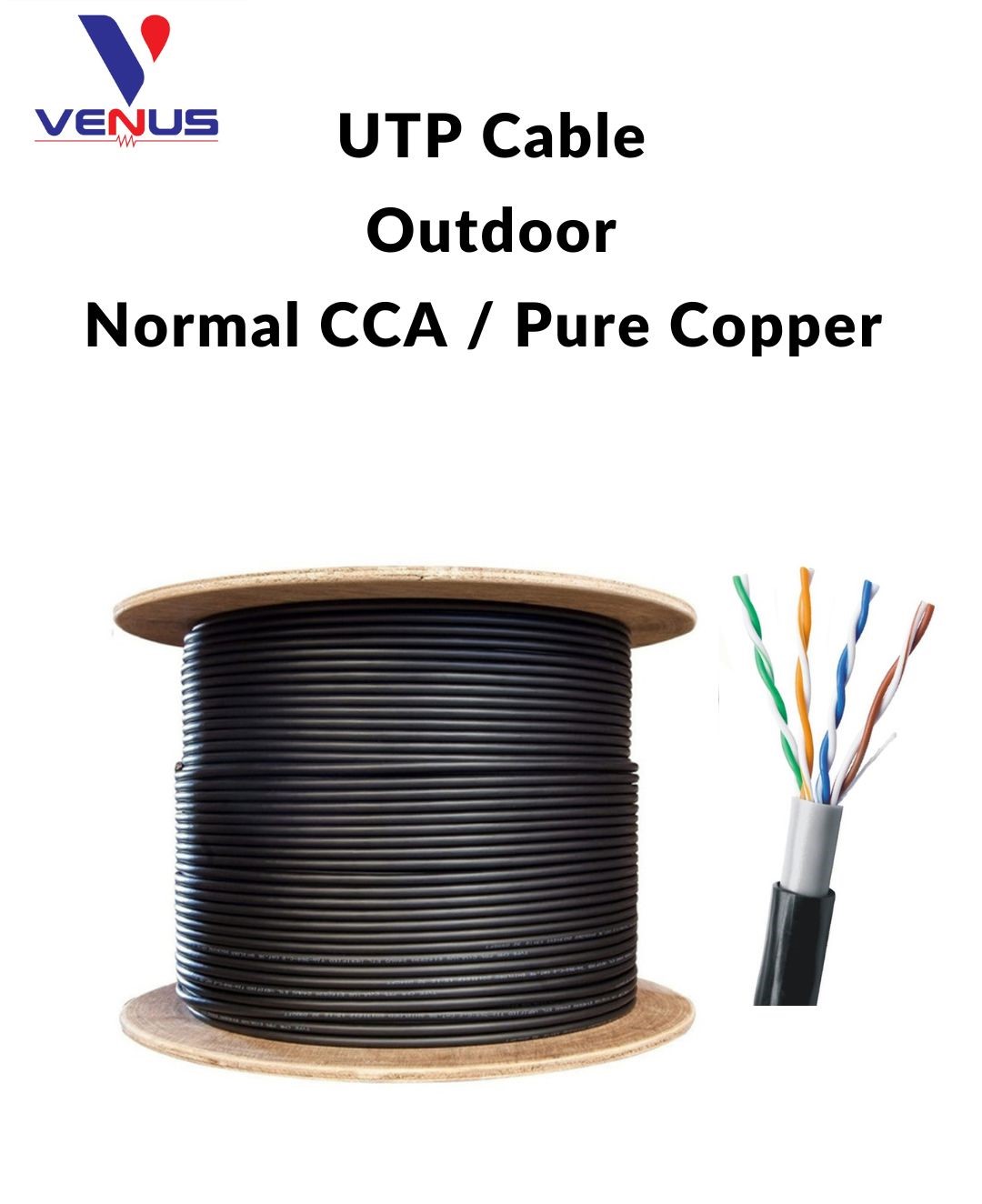 UTP CABLE VENUS CAT-6 305M CCA/COPPER Outdoor